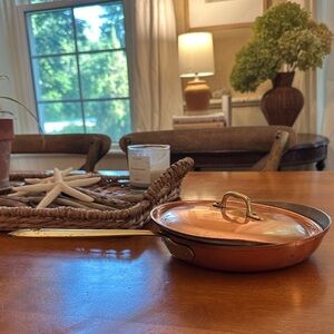 Copper Frying Pan with Brass Handle